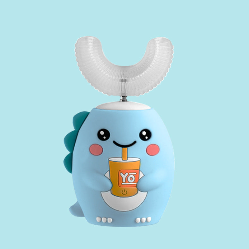 U-shaped electric toothbrush children's rechargeable 2-6-12-year-old rechargeable baby toothbrush U-shaped little dinosaur child - Korvel