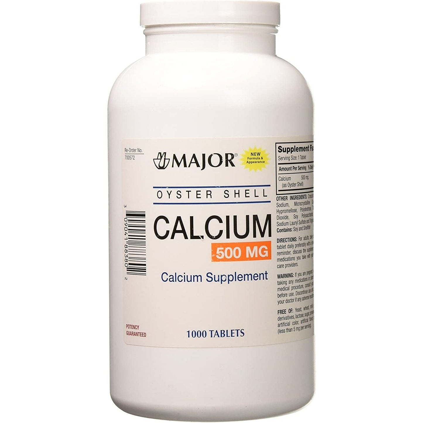 Suplemento de Calcio de Concha de Ostra Premium – 500mg, 1000 Tabletas