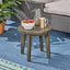 Outdoor 16" Acacia Wood Side Table, Gray Finish - Korvel
