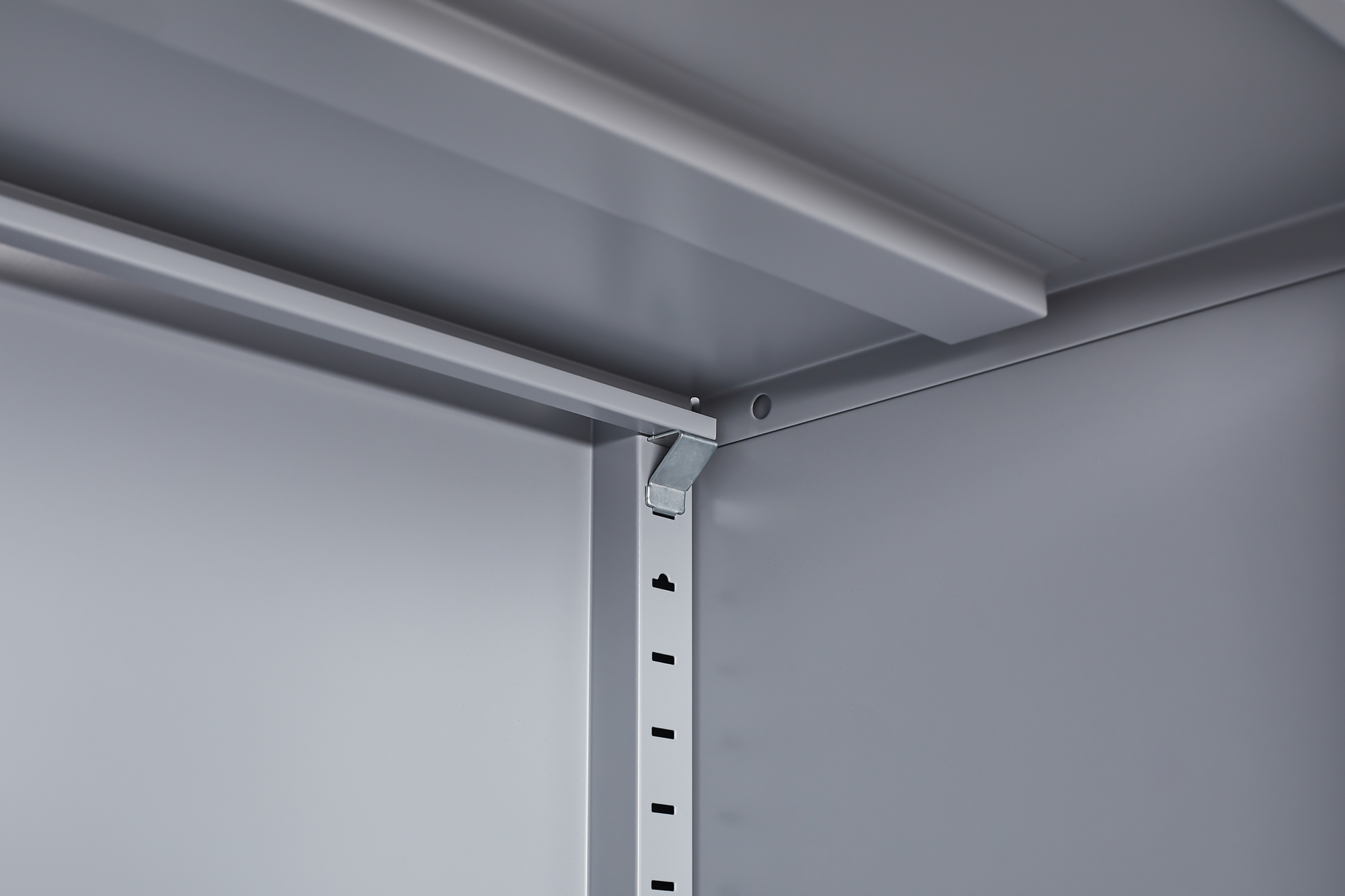 Grey metal kitchen storage cabinet, kitchen pantry storage cabinet with door and shelf, adjustable leveling feet - Korvel