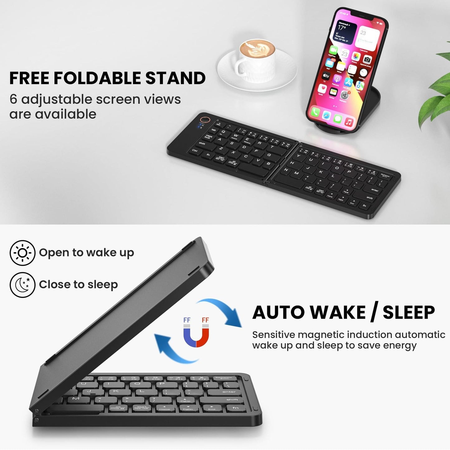 Ultra Slim Folding Portable Bluetooth Keyboard