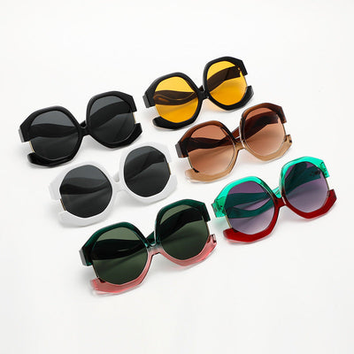 European and American fashion cat eyes, oversized sun protection and sunshade sunglasses for women, personalized color blocking street photography sunglasses for women - Korvel