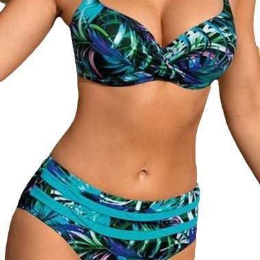 Gather floral swimsuits bikini swimsuits - Korvel