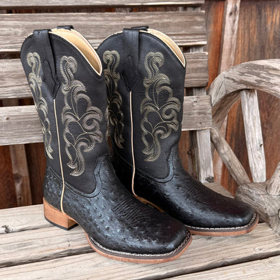 Elegant Black Faux Ostrich Women's Boots by Roper - Korvel