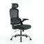 High backrest mesh office chair with 3D armrests, rotating computer task chair with adjustable 2D headrest, tilt function black - Korvel