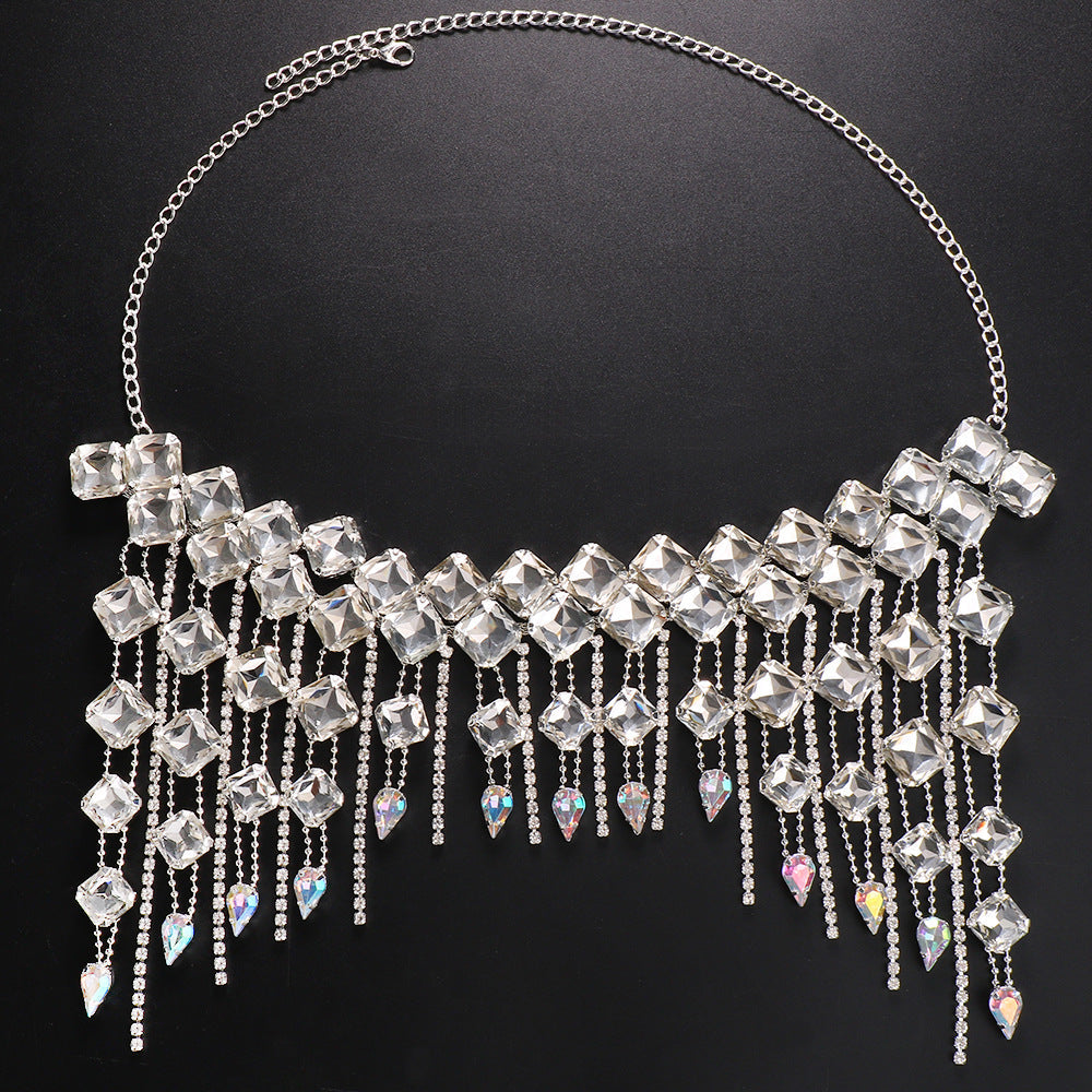 Trendy exaggeration hair chain, European and American fashion, water droplets full of diamonds hair accessories, headwear accessories, hair chain - Korvel