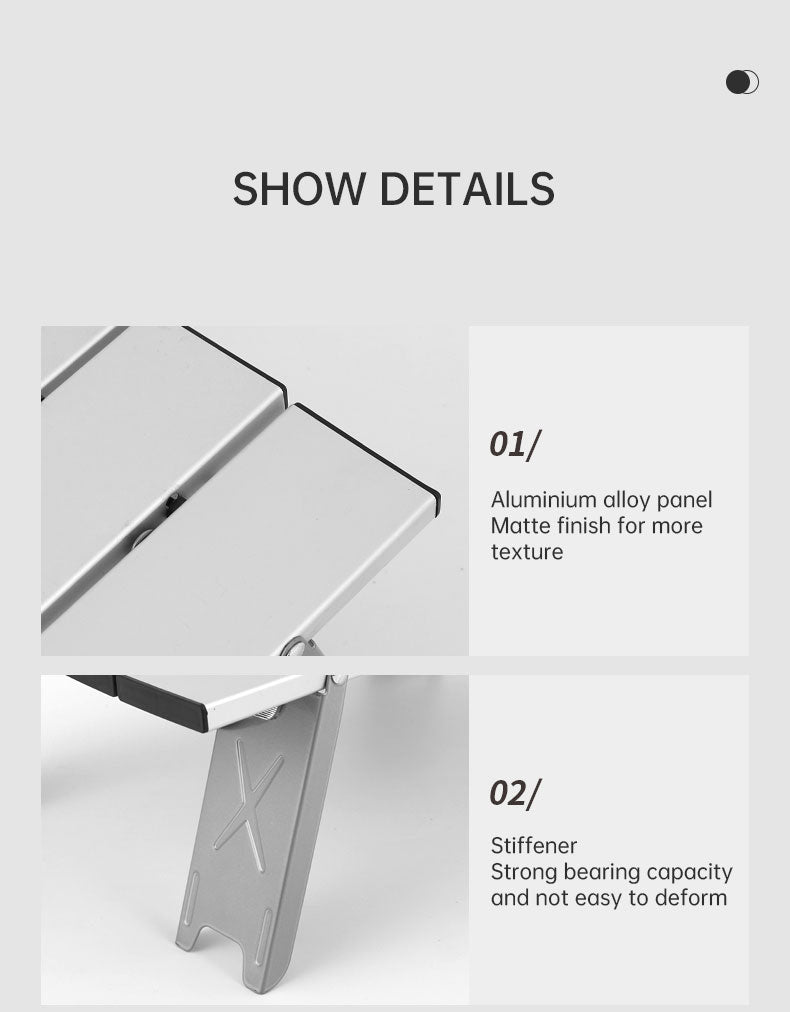 Black Lightweight Portable Folding Ultralight Roll Up Mini Aluminum Picnic Camping Table Foldable For Outdoor Hiking - Korvel
