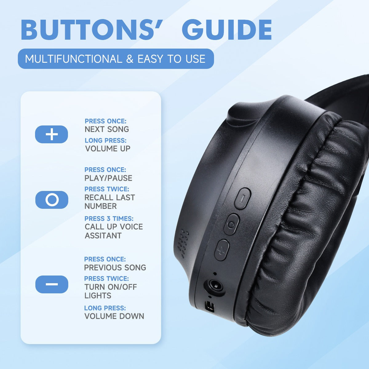 Casque sans fil M9 supra-auriculaire avec basses puissantes