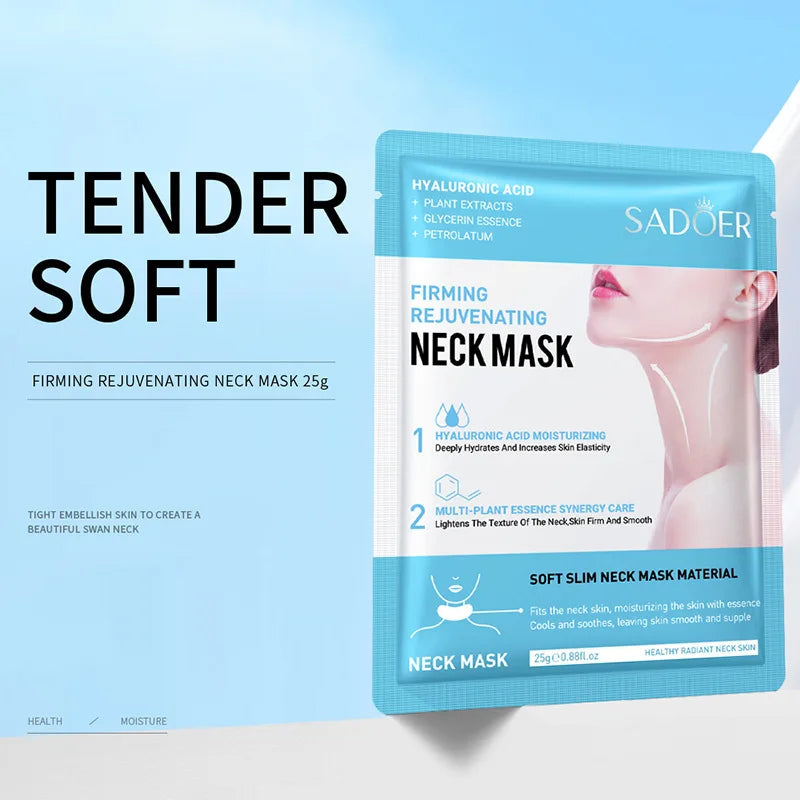 10pcs SADOER Hyaluronic Acid Neck Mask Collagen Firming Neck Masks Nourishing Brightening Beauty Moisturizing Necks Skin Care - Korvel