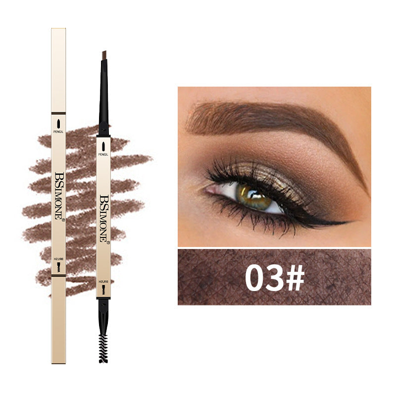 Natural Long-Lasting Waterproof Non-Fading Very Fine Three-Dimensional Not Easy To Smudge Double-Ended Small Gold Bar Eyebrow Pencil - Korvel