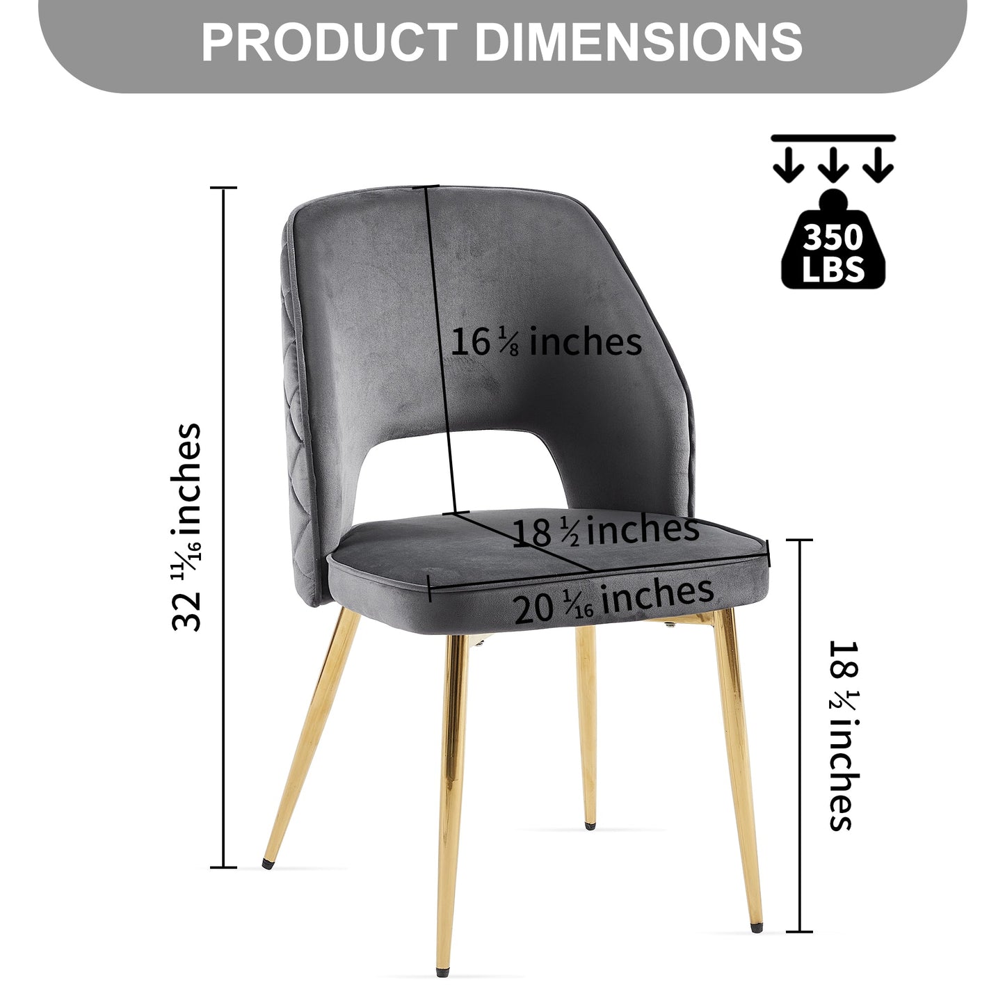 Sillas de Comedor de Terciopelo Gris con Patas de Metal - Set de 4