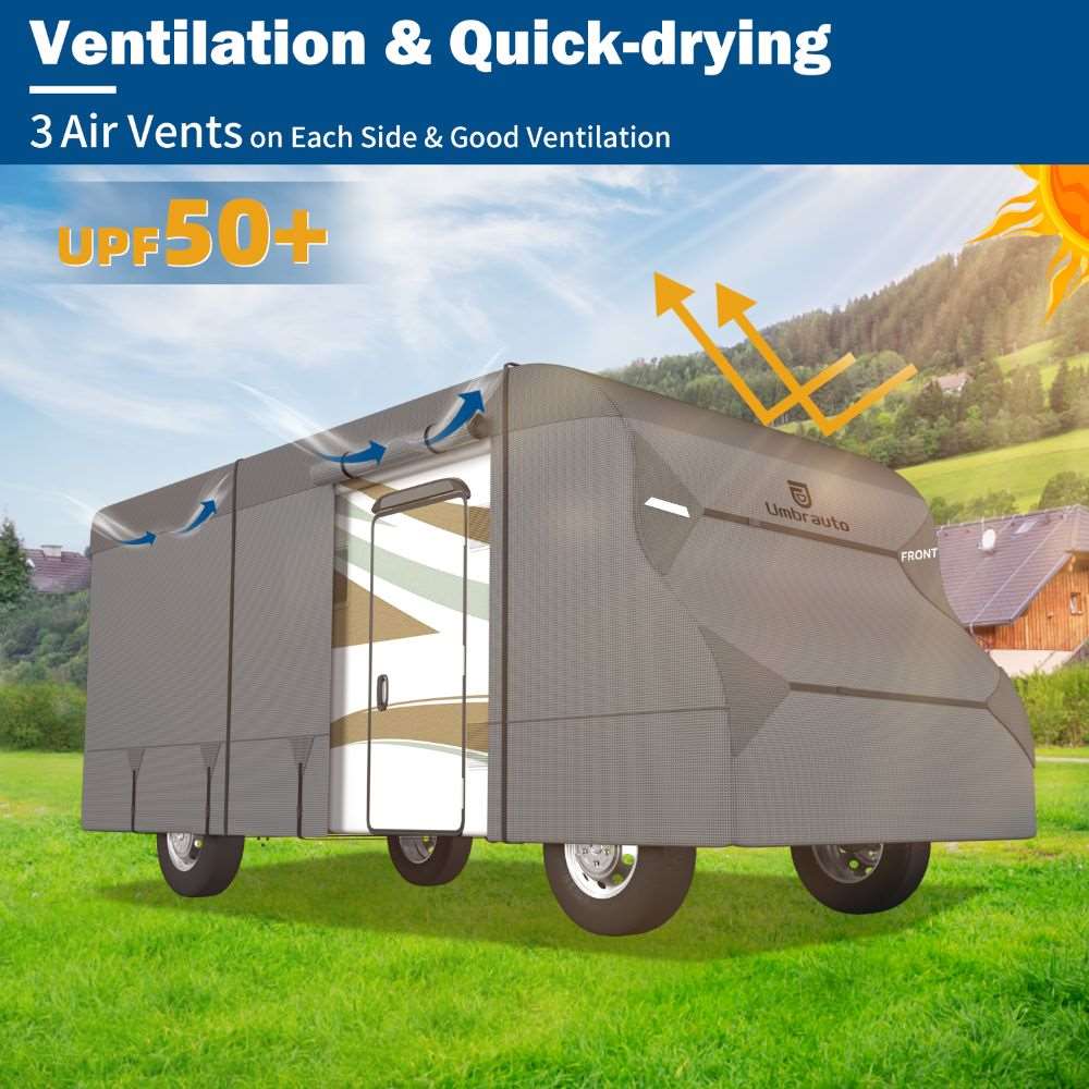 Umbrauto RV Cover Class C Upgraded 7 Layers Anti-UV Top Panel Motorhome Cover，Gray - Korvel