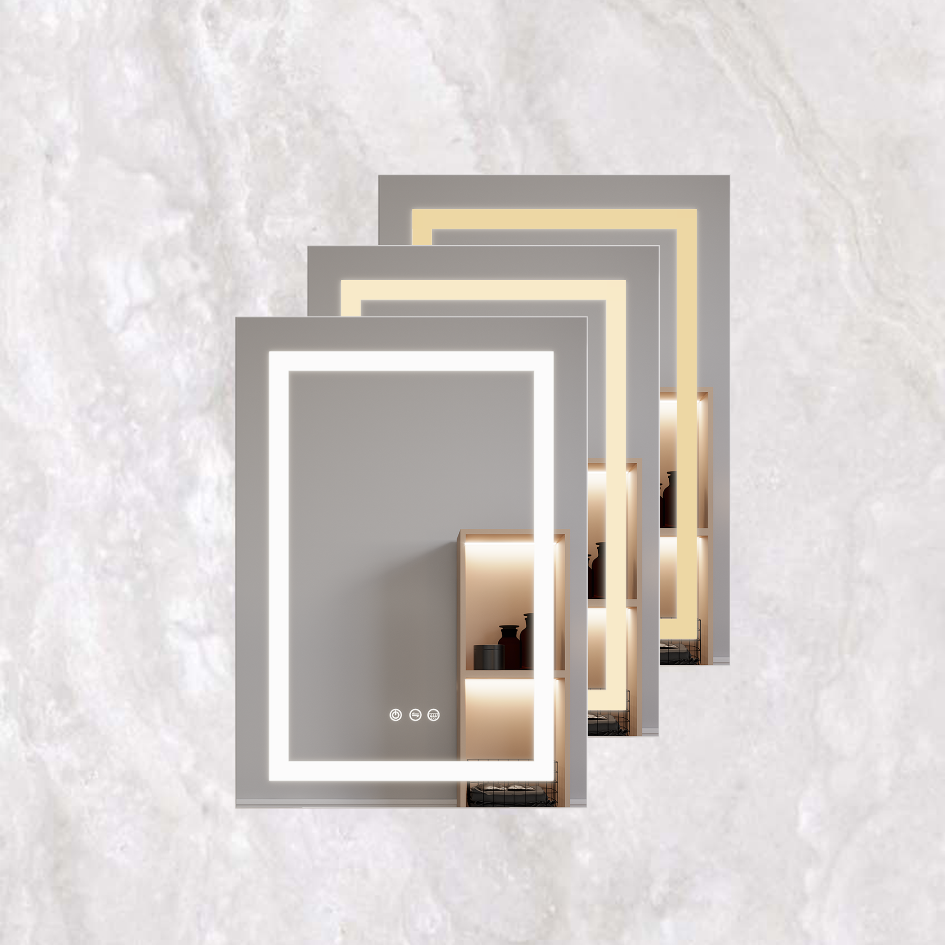 26x20 inch(Left Door) bathroom medicine cabinet with LED mirror 3000K~6000K single door lighting bathroom cabinet with touch switch adjusta - Korvel