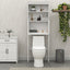 Over The Toilet Rack 2 -Tier Toilet Bathroom Spacesaver Storage Shelf with 2 Doors Wood Storage Organizer Cabinet - Korvel