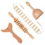 Beech wood therapy scraping cup, meridian dredging roller, tendon rolling stick, scraping board, head massager, massage set - Korvel