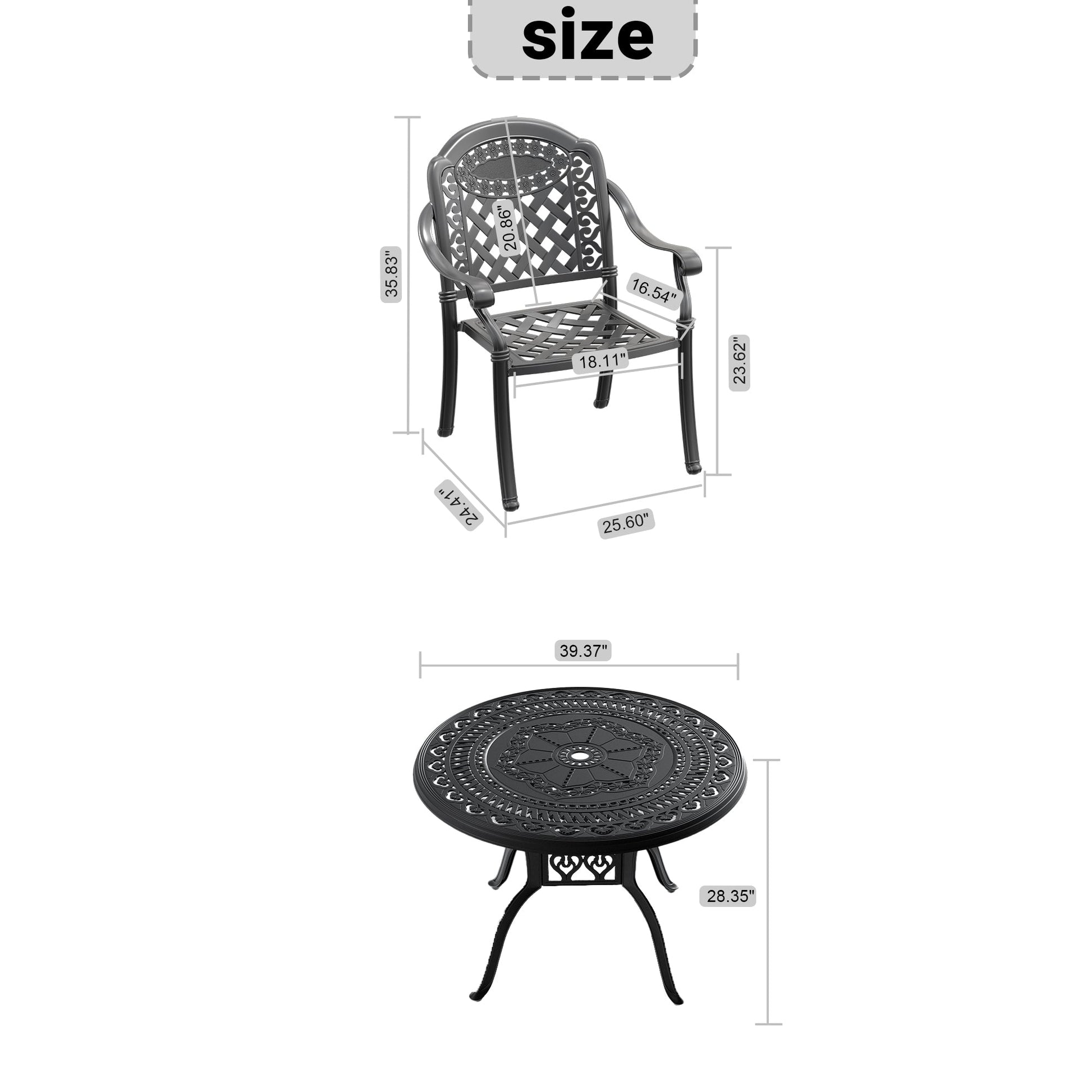 (Cushions In Random Colors)5-Piece Set Of Cast Aluminum Patio Furniture With Cushions - Korvel