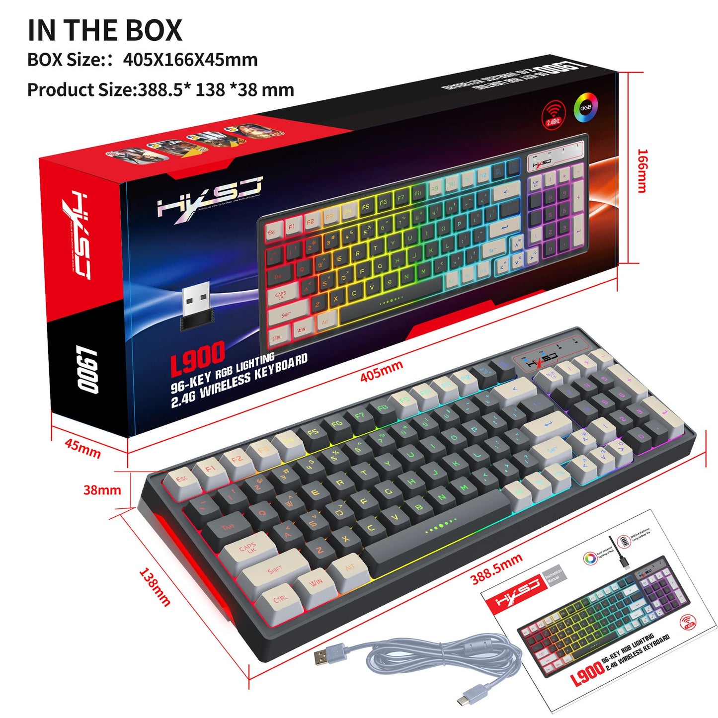 Premium RGB Wireless Gaming Keyboard with Dual-Color Keycaps
