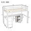 Twin Loft Wood Bed with Under-bed, Built-in Desk, a Storage Cabinet of 2 Drawers, Guardrails, Ladder,White - Korvel