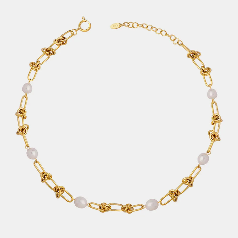 Elegant Freshwater Pearl Titanium Steel Necklace