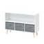 Kids bookcase with Collapsible Fabric Drawers Children's Book Display Toy Storage Cabinet Organizer White/Gray - Korvel