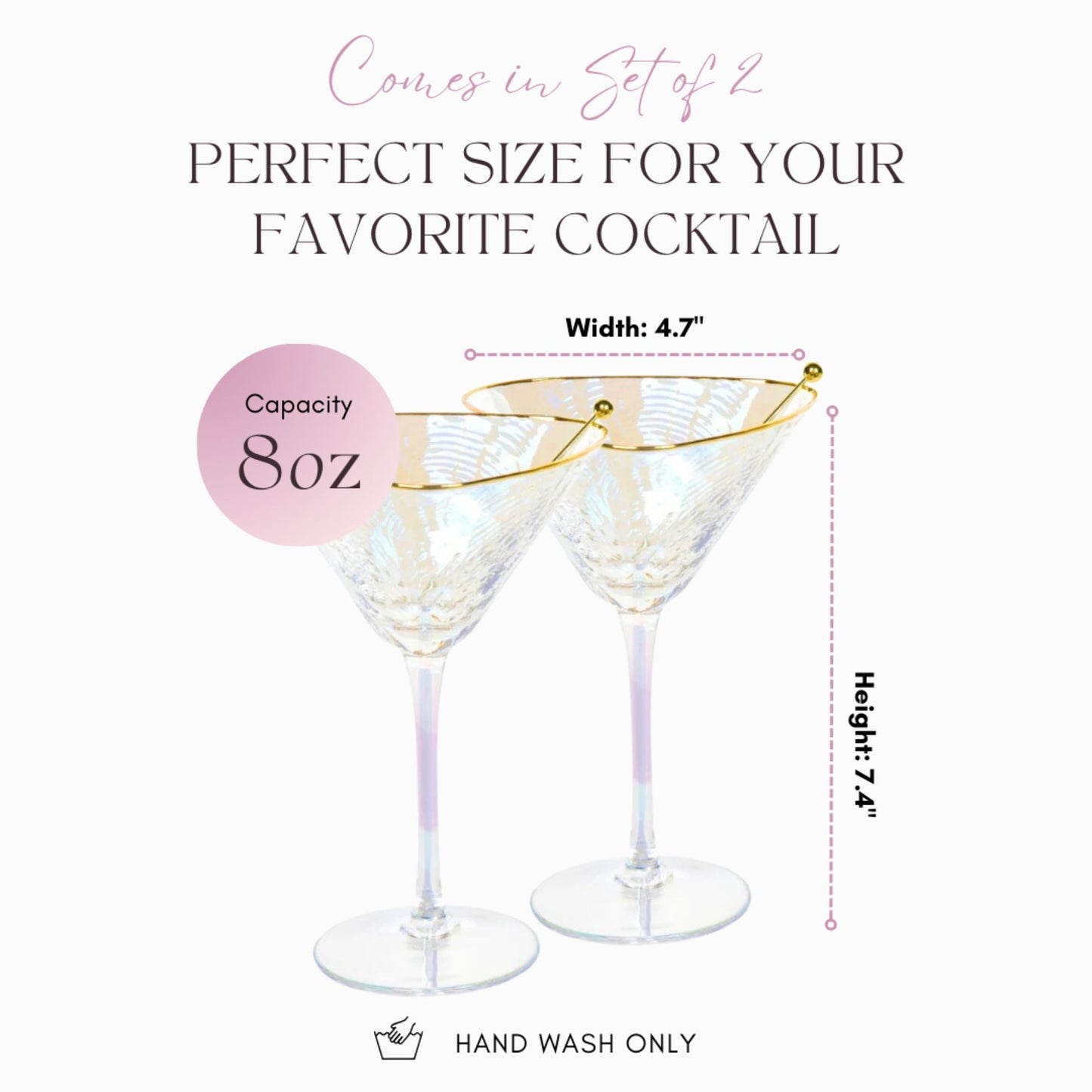 Mesmerizing Iridescent Hammered Cocktail Glass Set - Korvel