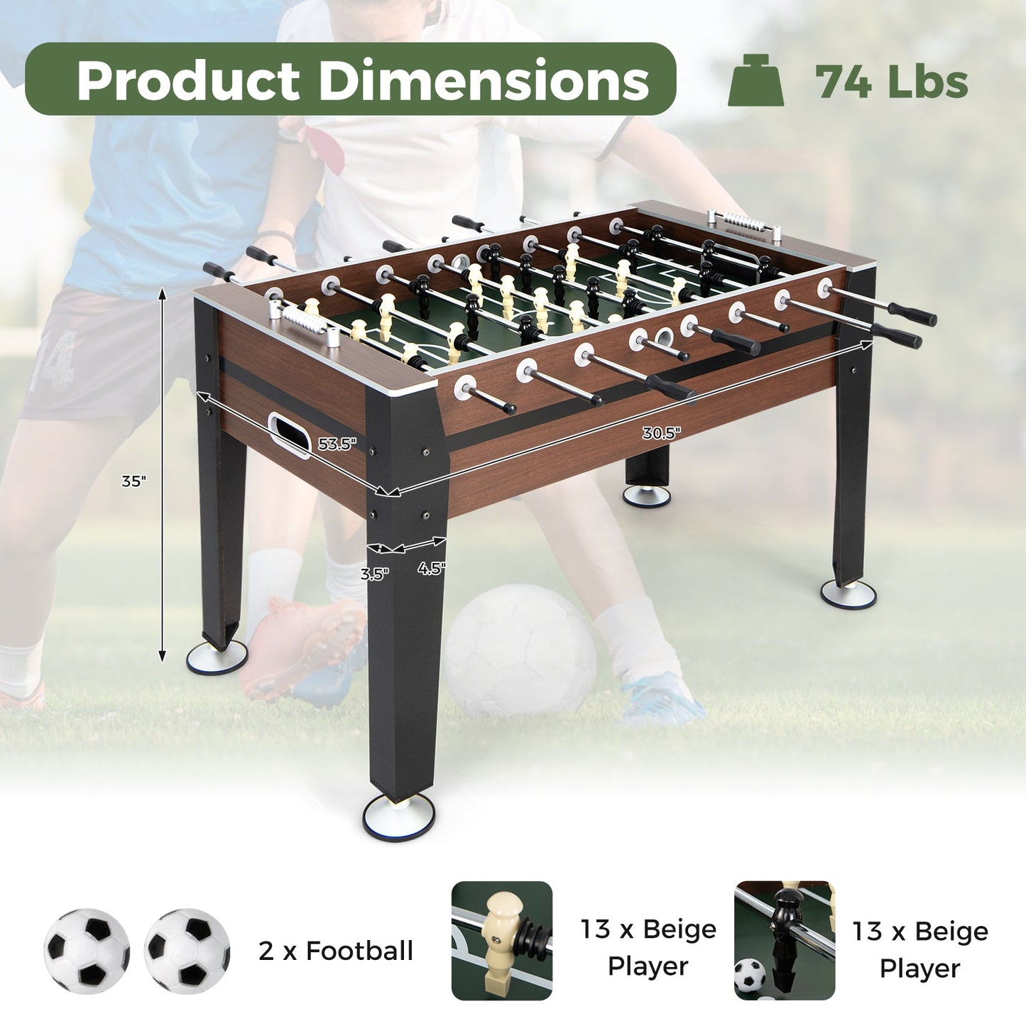 Mesa de Futbolín de Competición Interior de 54 Pulgadas