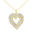 14K Yellow Gold Plated Diamond Heart Pendant Necklace