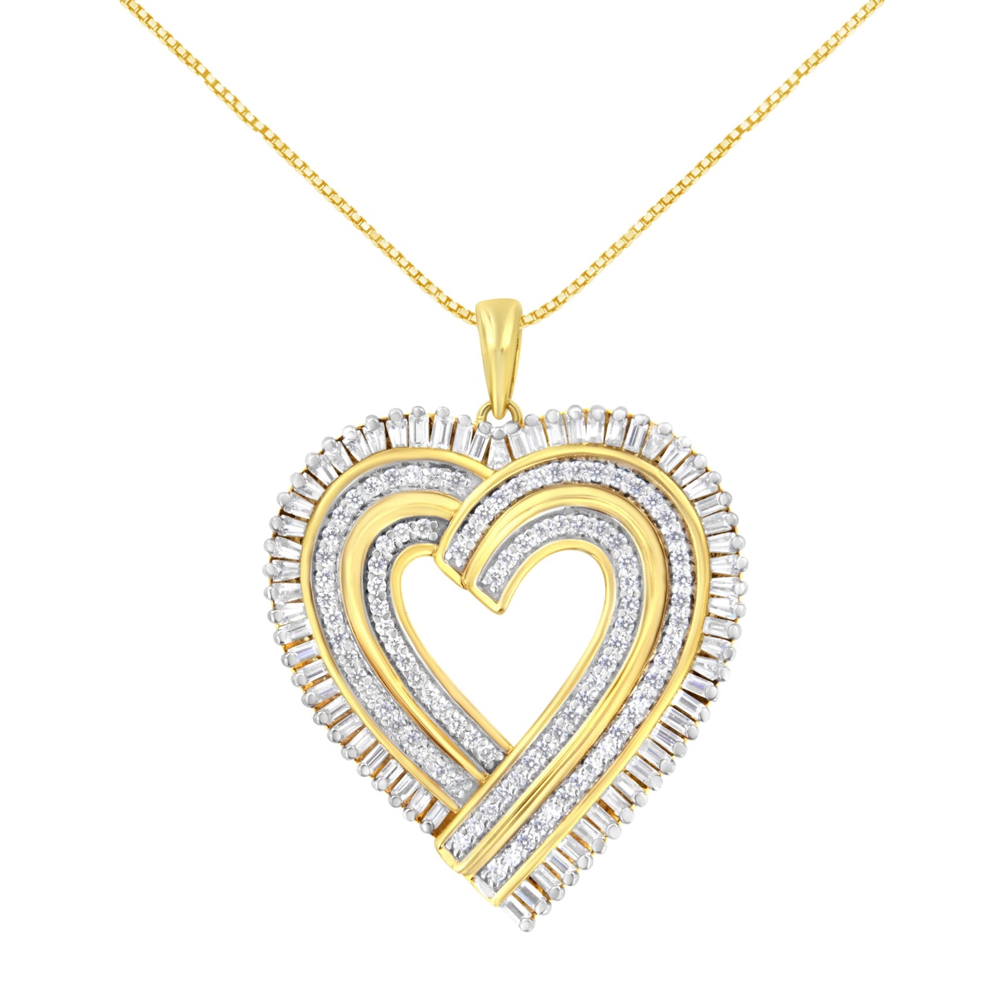 14K Yellow Gold Plated Diamond Heart Pendant Necklace