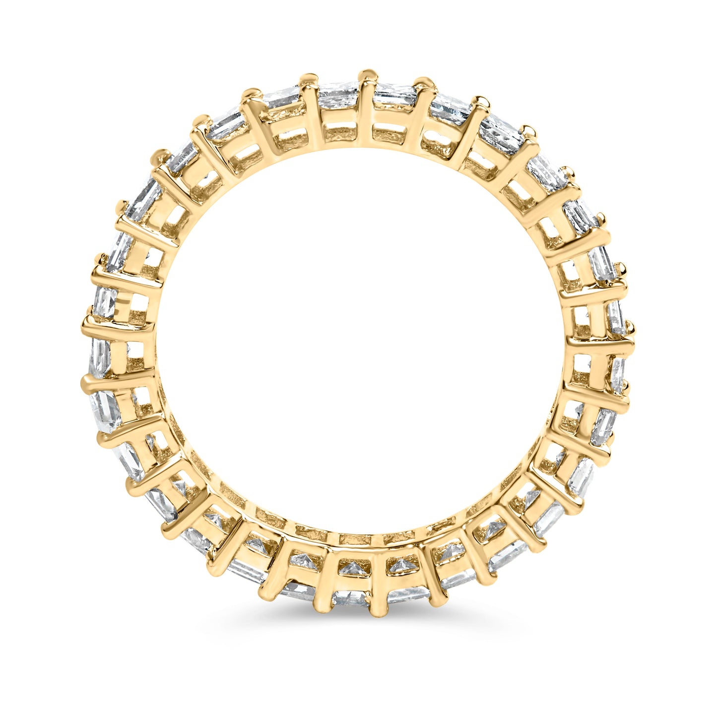 Anillo Eternidad de Diamantes Corte Princesa en Oro Amarillo de 14K - Talla 7