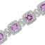 Bracelet de tennis en argent sterling .925 avec améthyste taillée en coussin et diamants - 7"