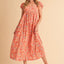 Vestido Midi Floral Elegante con Espalda Descubierta para Mujeres