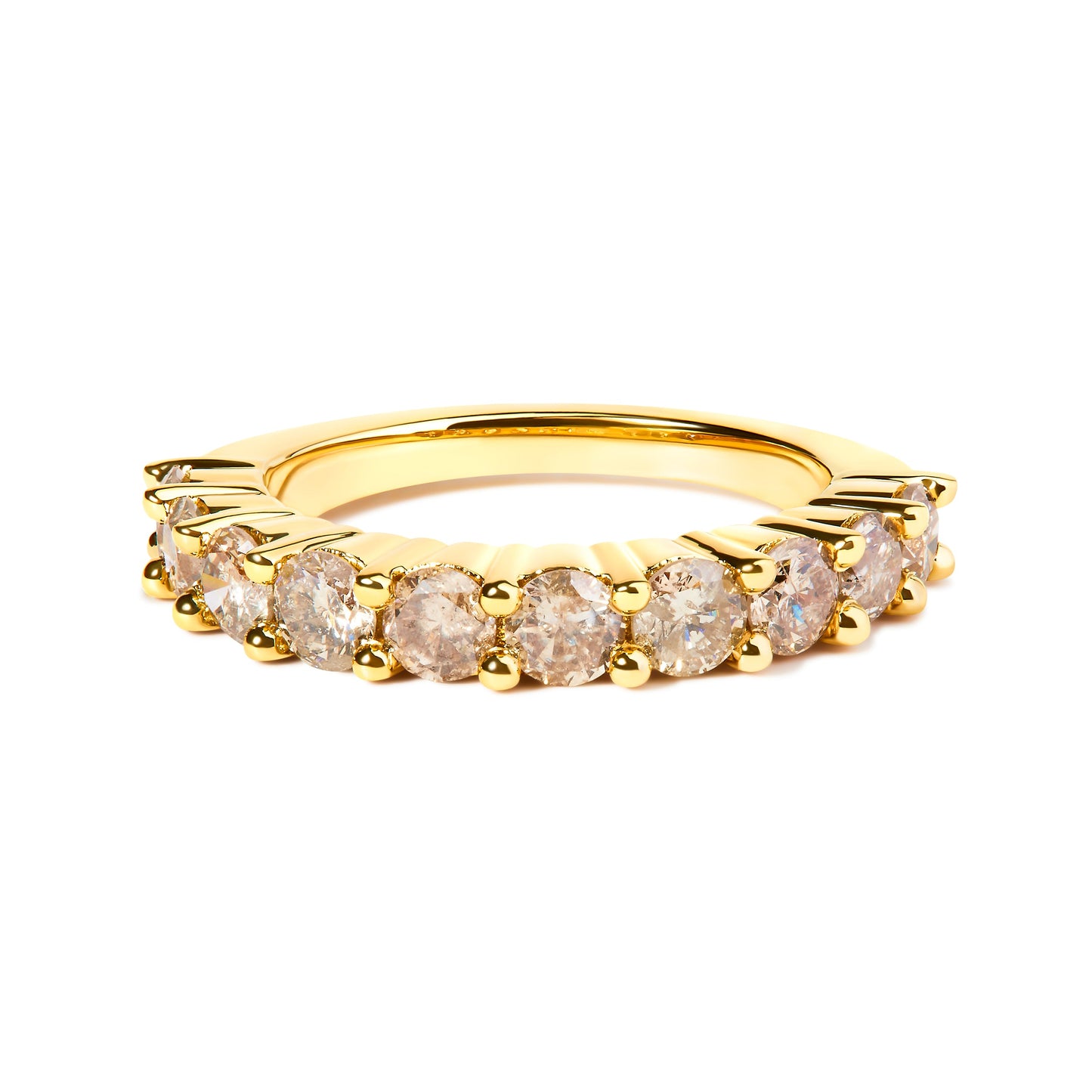 14K Yellow Gold Plated Sterling Silver Diamond Anniversary Band Ring - Size 6