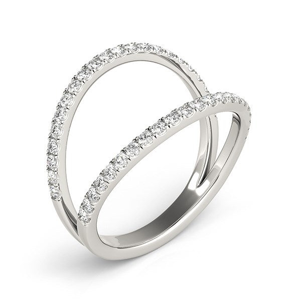Anillo de Compromiso de Banda Dividida de Diamante en Oro Blanco de 14k
