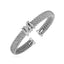 Brazalete Cuff de Textura de Palomitas con Diamantes en Plata de Ley