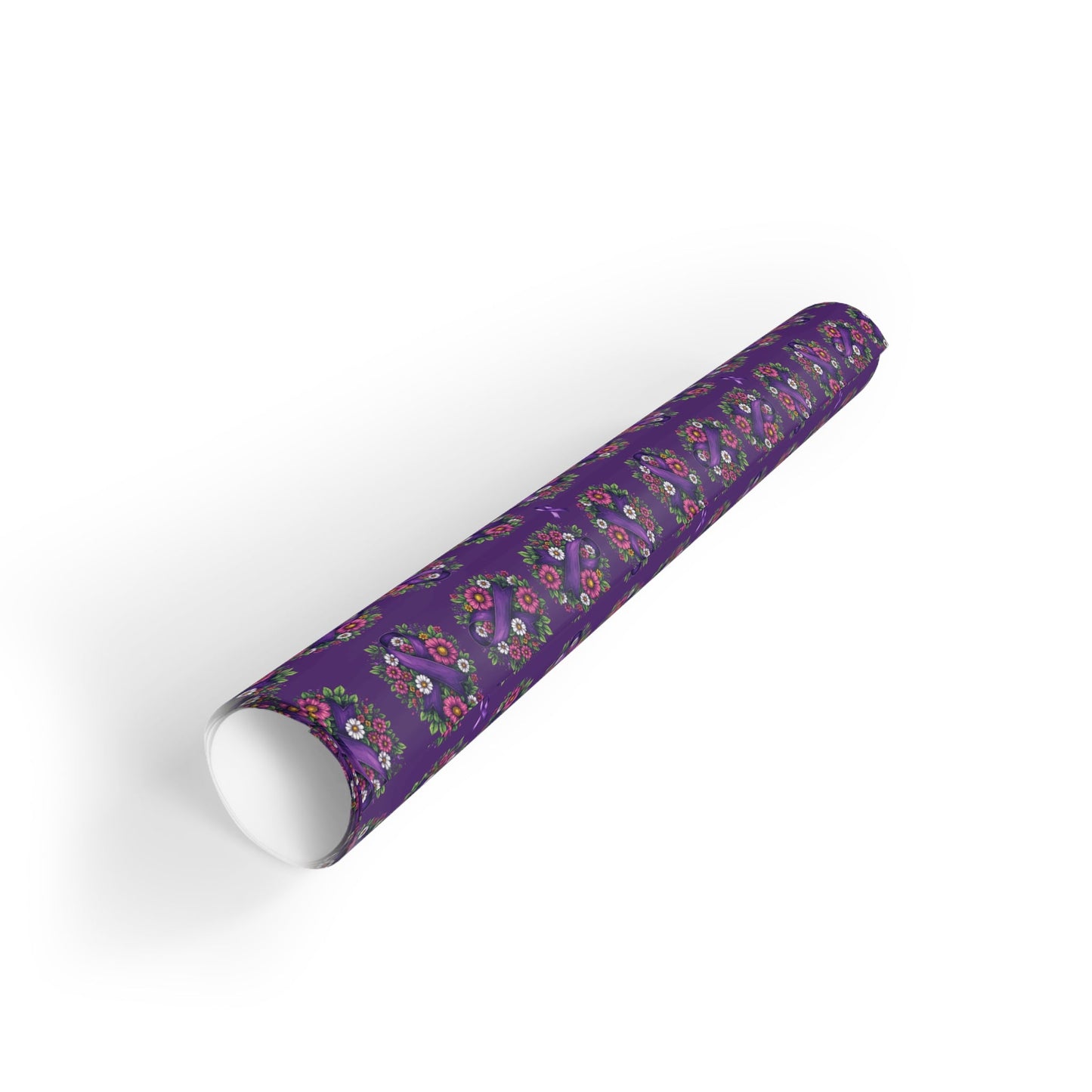 Purple Ribbon & Flowers Gift Wrap Paper Roll