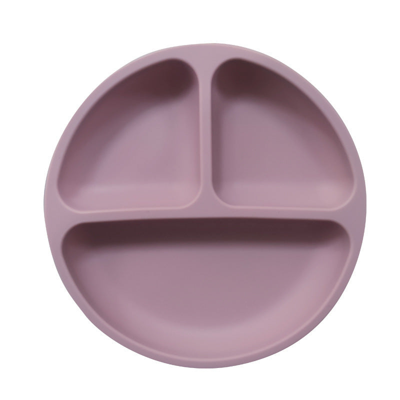 Children's Silicone Dinner Plate Infant Feeding Tableware Set Baby's Complementary Food Division Big Suction Cup Smiling Face Silicone Dinner Plate - Korvel