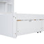 Full Size Platform Bed with Storage Headboard and 2 Drawers, White - Korvel