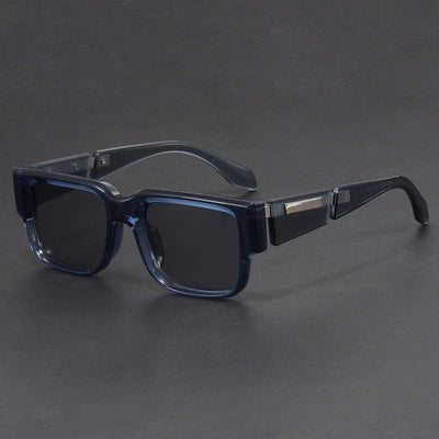 Lunettes de soleil carrées épaisses bleu gris - Style rétro