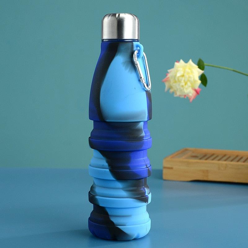 Bouteille d'eau en silicone pliable de 550ML pour aventures en plein air
