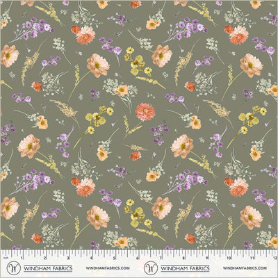 Aviva Floral Charm Thyme Cotton Fabric - 44"/45" Per Yard
