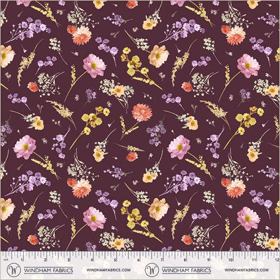 Tela de Algodón Aviva Floral Charm Aubergine - 44"/45" por Yarda