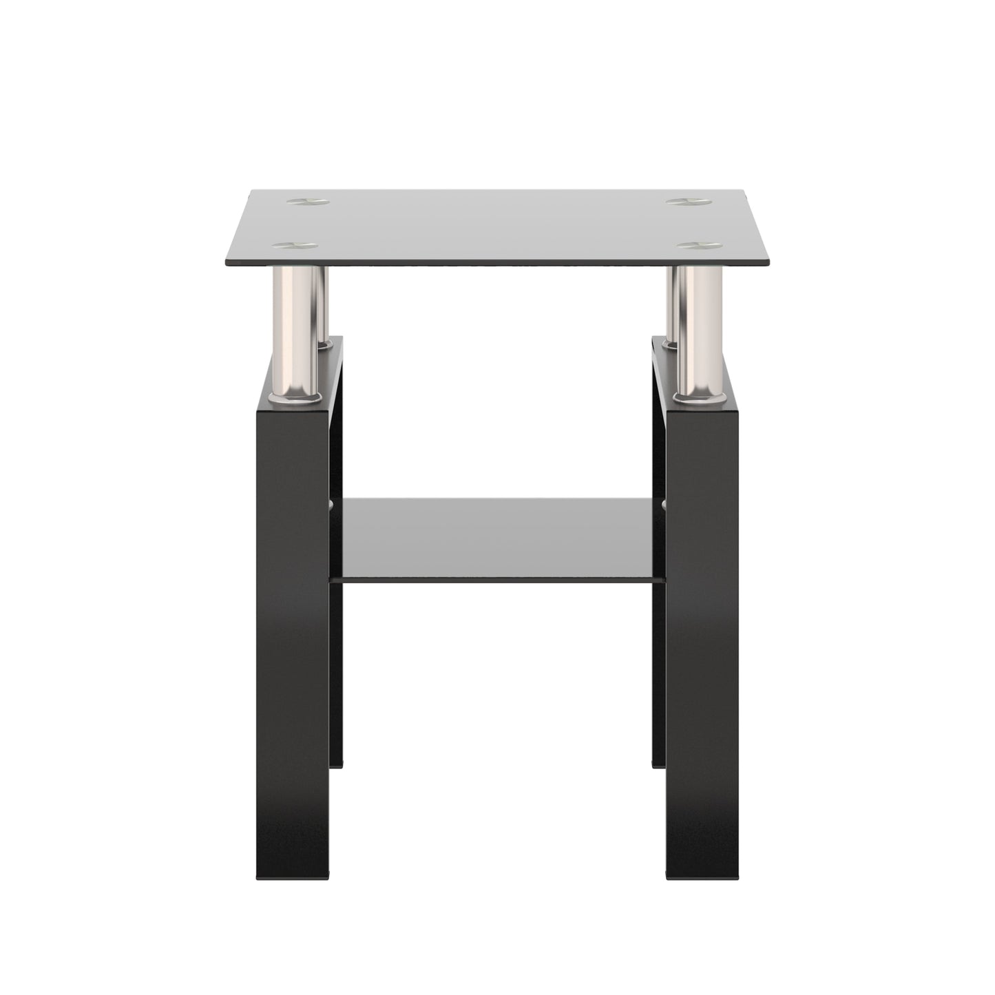 1-Piece Modern Tempered Glass Tea Table Coffee Table End Table, Square Table for Living Room, Black - Korvel
