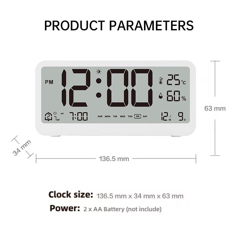 Reloj Digital Multifuncional con Brillo Ajustable