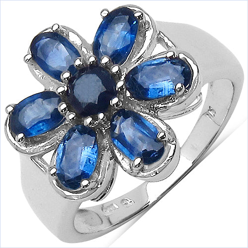 2.43 Carat Genuine Blue Sapphire Sterling Silver Engagement Ring