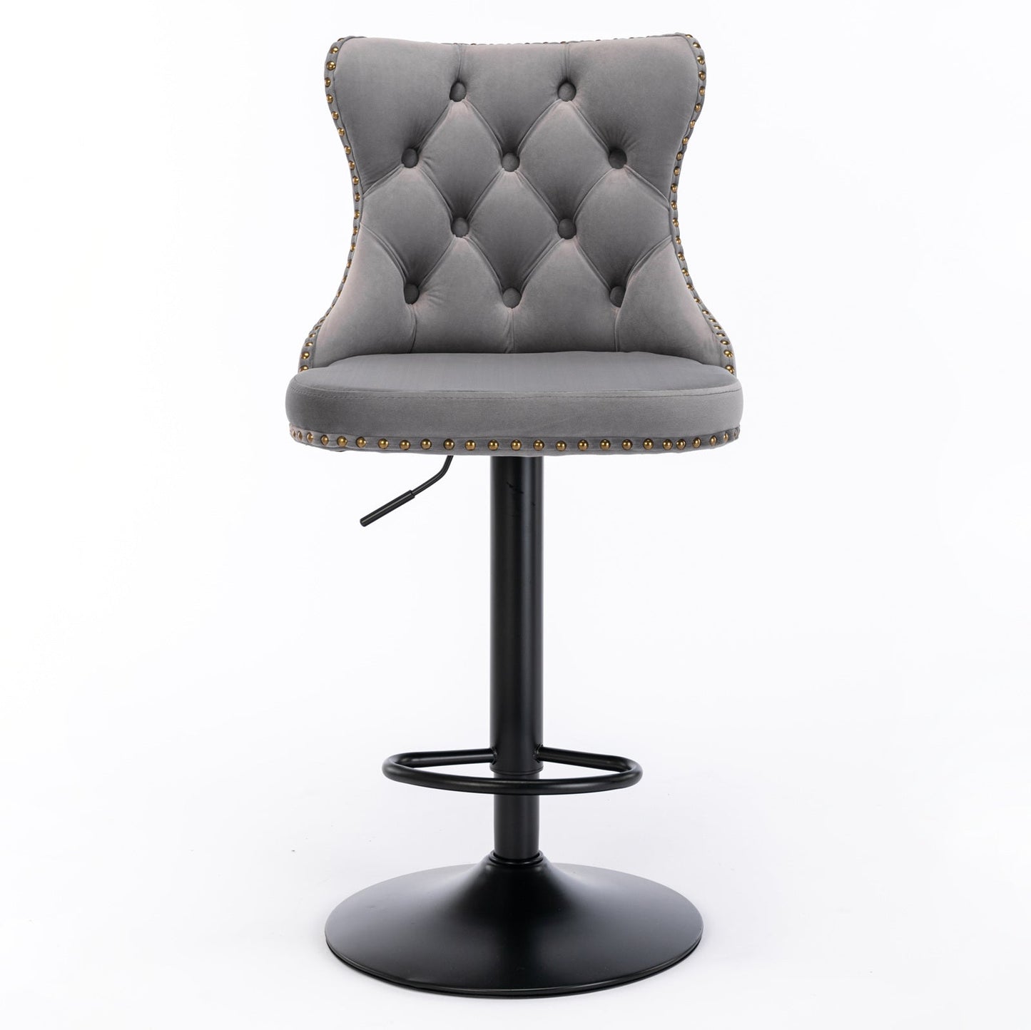 Gray,Set of 2 25-33 Inch,17.7 inch base, Modern Upholstered Bar Stools with Backs Comfortable Tufted for Home Pub and Kitchen - Korvel
