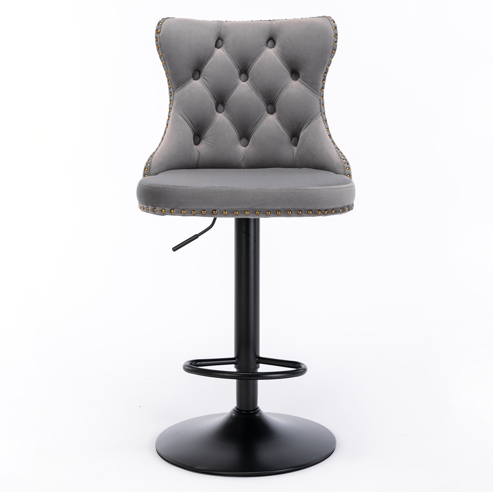 Gray,Set of 2 25-33 Inch,17.7 inch base, Modern Upholstered Bar Stools with Backs Comfortable Tufted for Home Pub and Kitchen - Korvel