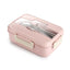Lunch Box Food Container Bento Box Heated Lunchbox Kids Lunchbox Snack Straw Wheat Korean Sealed Student Plastic Box for Food - Korvel