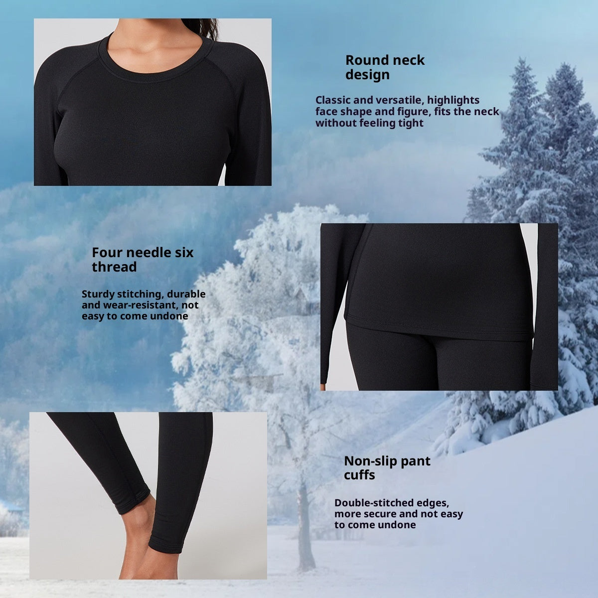 Conjunto de Ropa Interior Térmica Forrada de Forro Polar para Mujeres