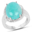 7.86 Carat Genuine Amazonite and White Topaz Sterling Silver Ring