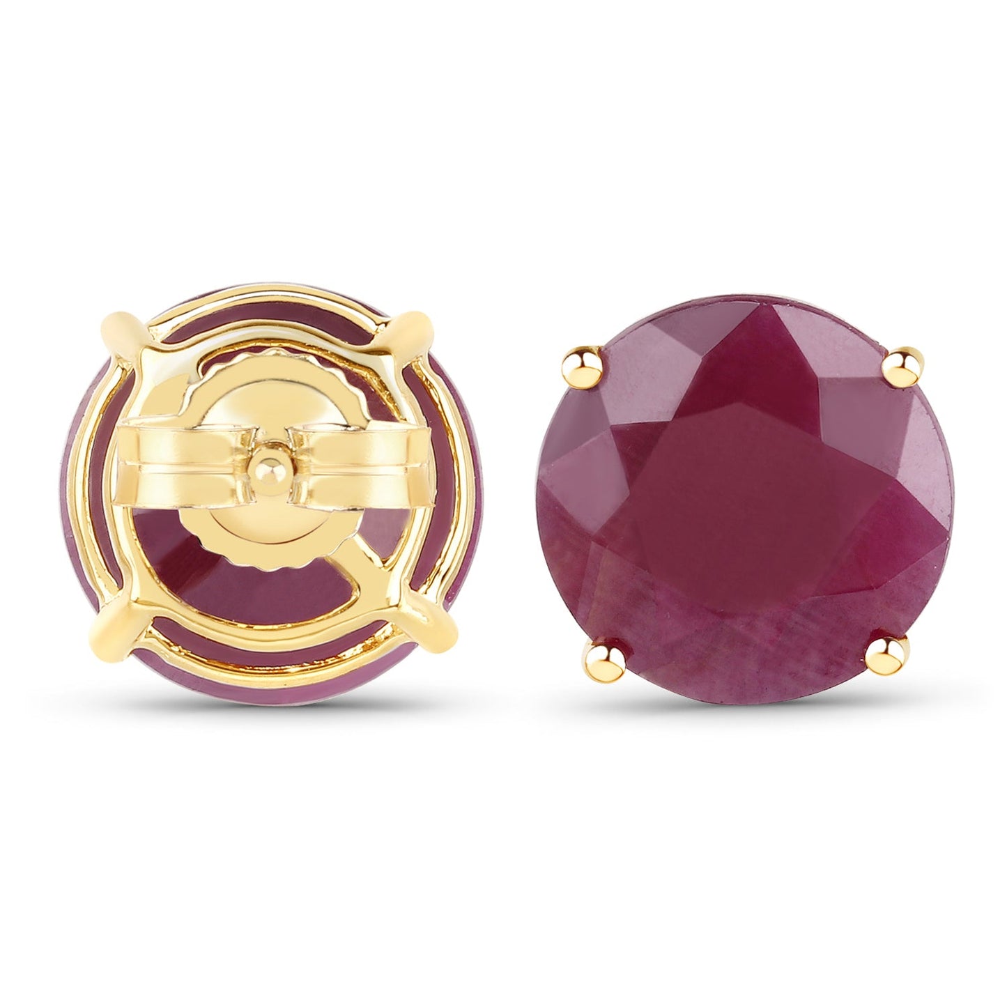 Boucles d'oreilles en rubis véritable de 7,40 carats en or jaune 14K